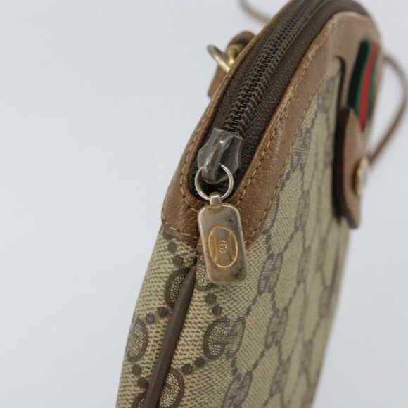 Authentic GUCCI GUCCI GG Supreme Web Sherry Line Bag PVC Beige Gold 98 02 04 - Picture 11 of 16